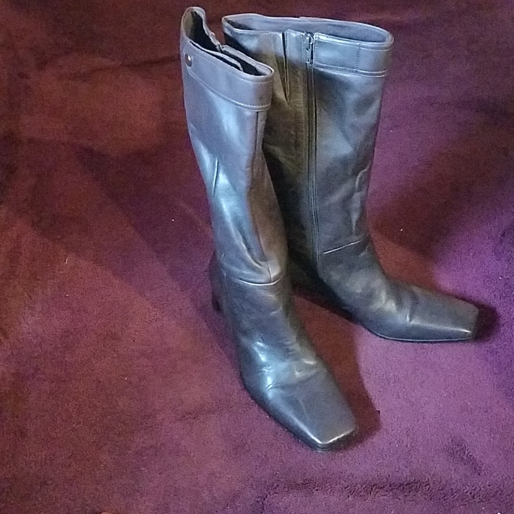 Brown leather boots